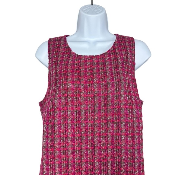 J. Crew Factory Womens Sleeveless Lined Pink Tweed Shift Dress Preppy Size 12 - Picture 5 of 13